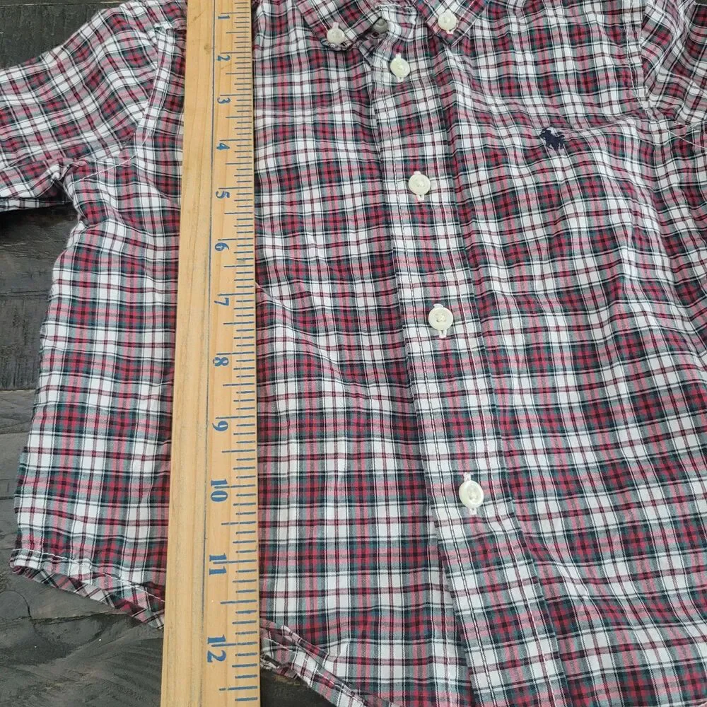 Ralph Lauren Boys Polo Red Plaid Button Down Dress Shirt Size 18M